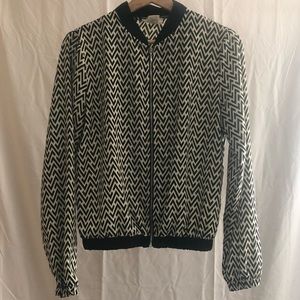 Chevron zip up blouse